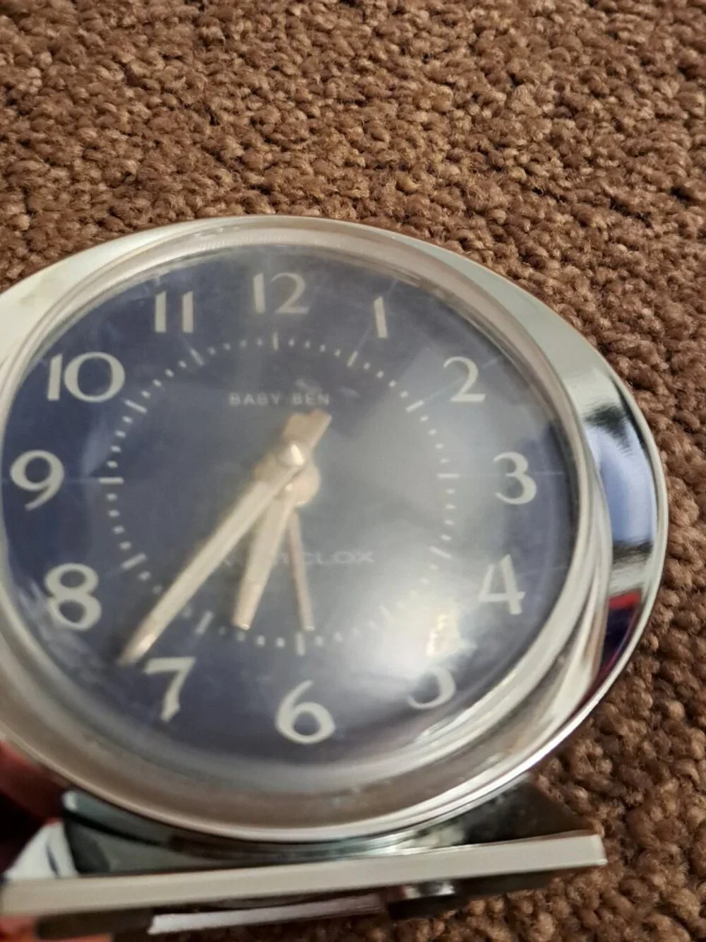 Vintage Westclox Baby Ben Blue&Silver Wind up Alarm clock with Luminous Hands
